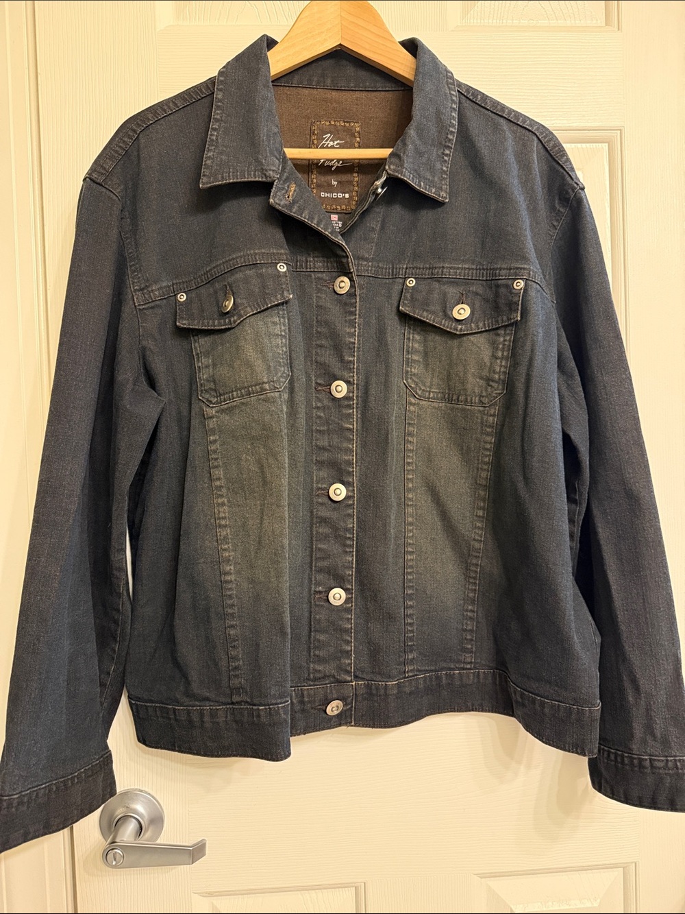 Chico's Hot Fudge Brown Denim Jean Jacket
